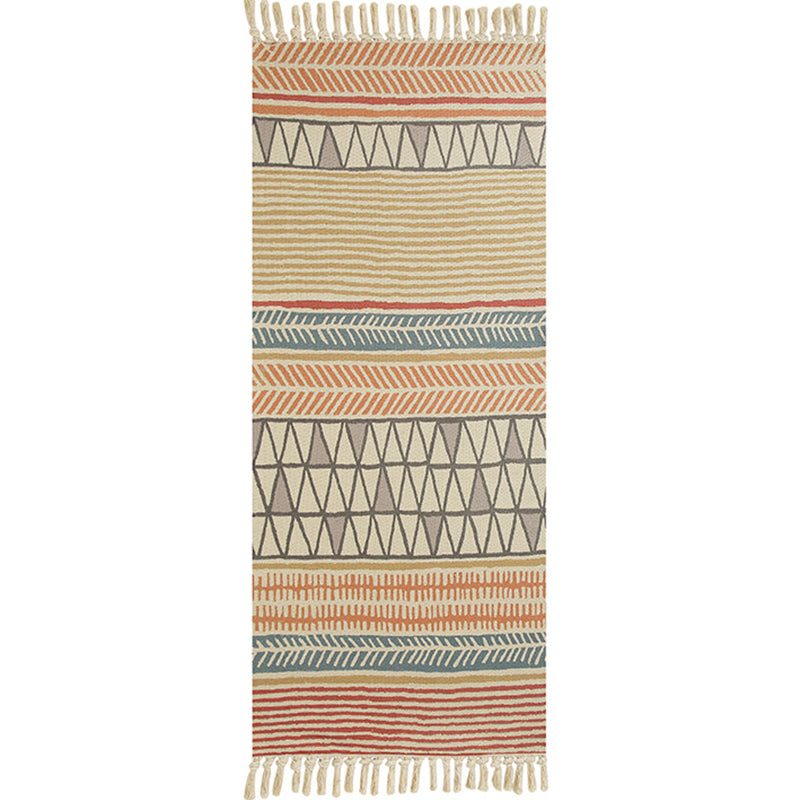 Frendorf | Multifarbige Funky Teppich, Baumwollgeometrische Formen, haustierfreundlicher, maschinenwaschbarer Teppich für das Schlafzimmer