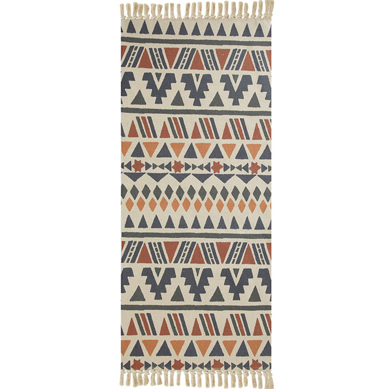 Frendorf | Multifarbige Funky Teppich, Baumwollgeometrische Formen, haustierfreundlicher, maschinenwaschbarer Teppich für das Schlafzimmer