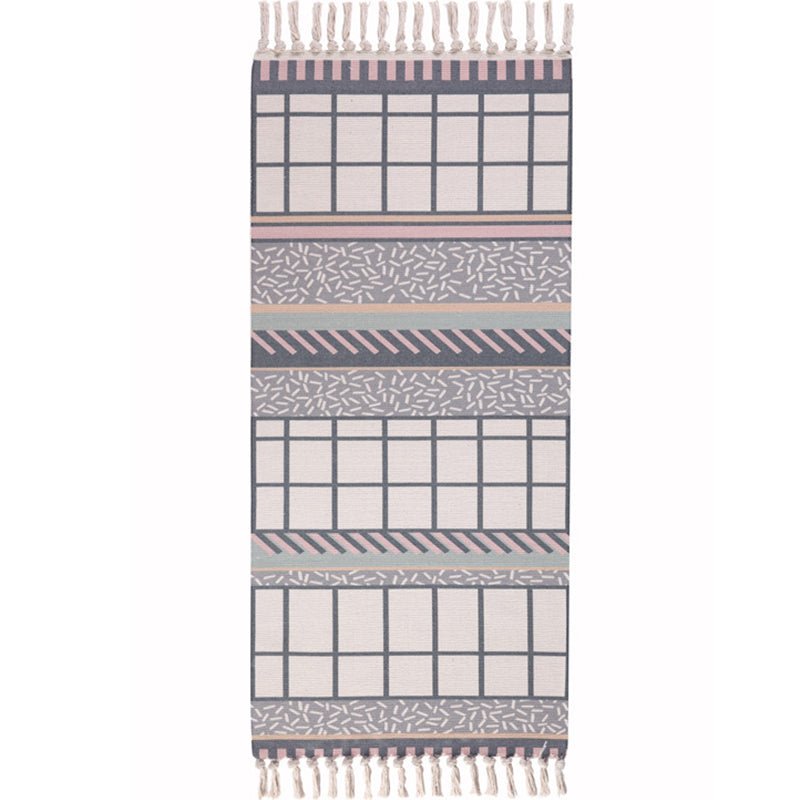 Frendorf | Multifarbige Funky Teppich, Baumwollgeometrische Formen, haustierfreundlicher, maschinenwaschbarer Teppich für das Schlafzimmer