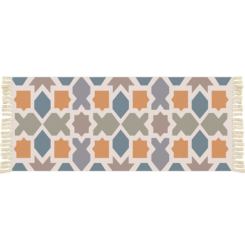 Frendorf | Multifarbige Funky Teppich, Baumwollgeometrische Formen, haustierfreundlicher, maschinenwaschbarer Teppich für das Schlafzimmer