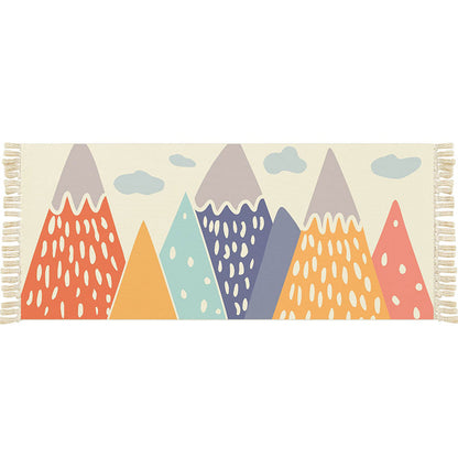 Multicolor Funky Teppich Baumwolle Geometrische Formen Teppich Haustierfreundlich Maschinenwaschbar Teppich für Schlafzimmer