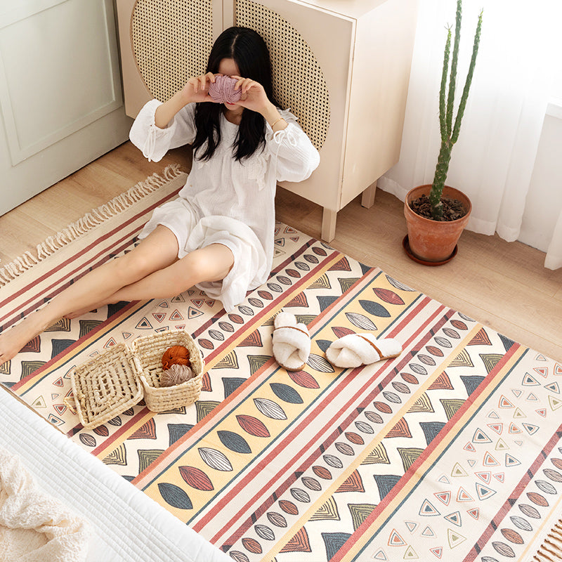 Frendorf | Boho Chic Blumen Teppich Multicolor Baumwolle Waschbarer Teppich für Wohnzimmer