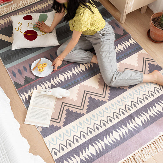 Frendorf | Boho Chic Blumen Teppich Multicolor Baumwolle Waschbarer Teppich für Wohnzimmer