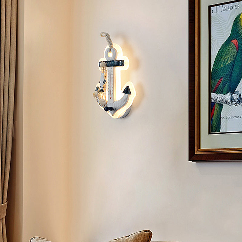 Frendorf | Moderne Anker Wandleuchte mit Thermometer Acryl Weiß Sconce Licht für Wohnzimmer