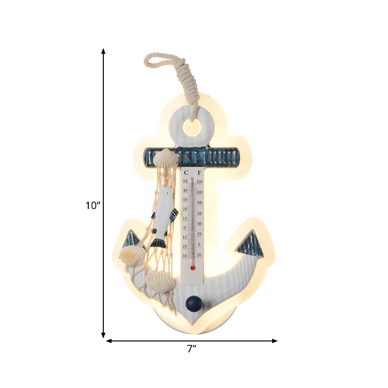 Frendorf | Moderne Anker Wandleuchte mit Thermometer Acryl Weiß Sconce Licht für Wohnzimmer