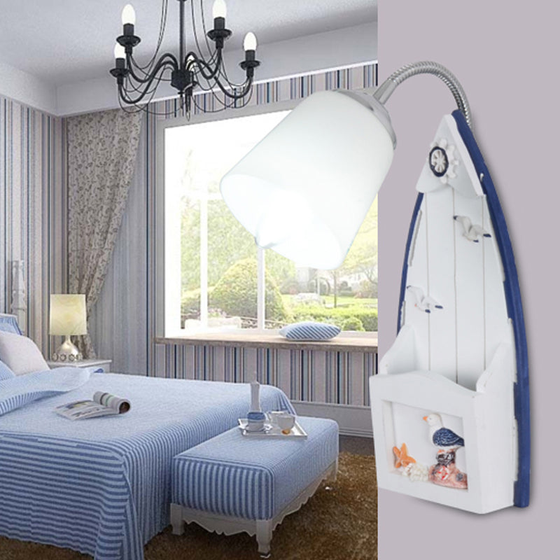 Frendorf | Nautical Ship Wandlantaarn met Emmer Schaduw 1 Kop Glas Wandlamp in Blauw voor Verpleegkamer
