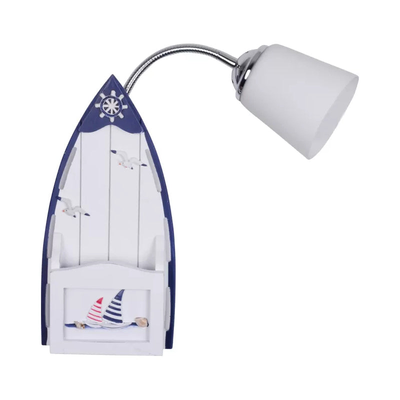 Frendorf | Nautical Ship Wandlantaarn met Emmer Schaduw 1 Kop Glas Wandlamp in Blauw voor Verpleegkamer