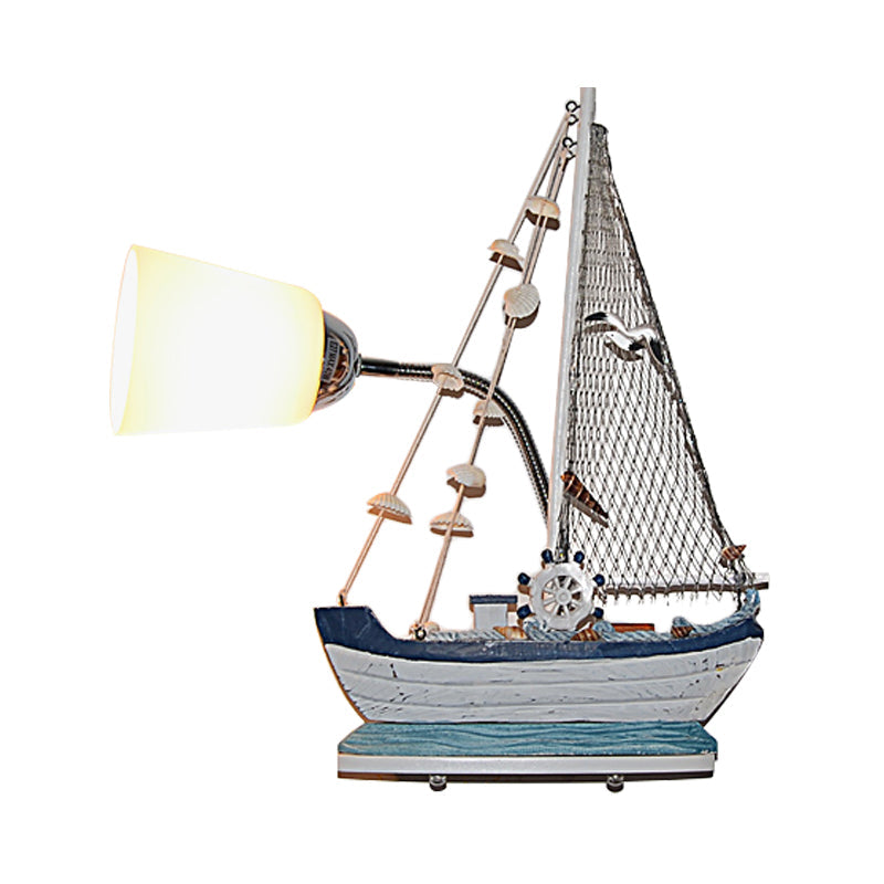 Frendorf | Nautical Ship Wandlantaarn met Emmer Schaduw 1 Kop Glas Wandlamp in Blauw voor Verpleegkamer