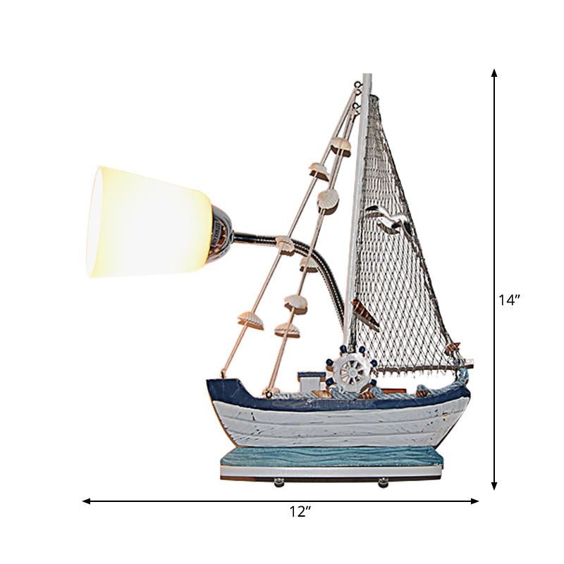 Frendorf | Nautical Ship Wandlantaarn met Emmer Schaduw 1 Kop Glas Wandlamp in Blauw voor Verpleegkamer