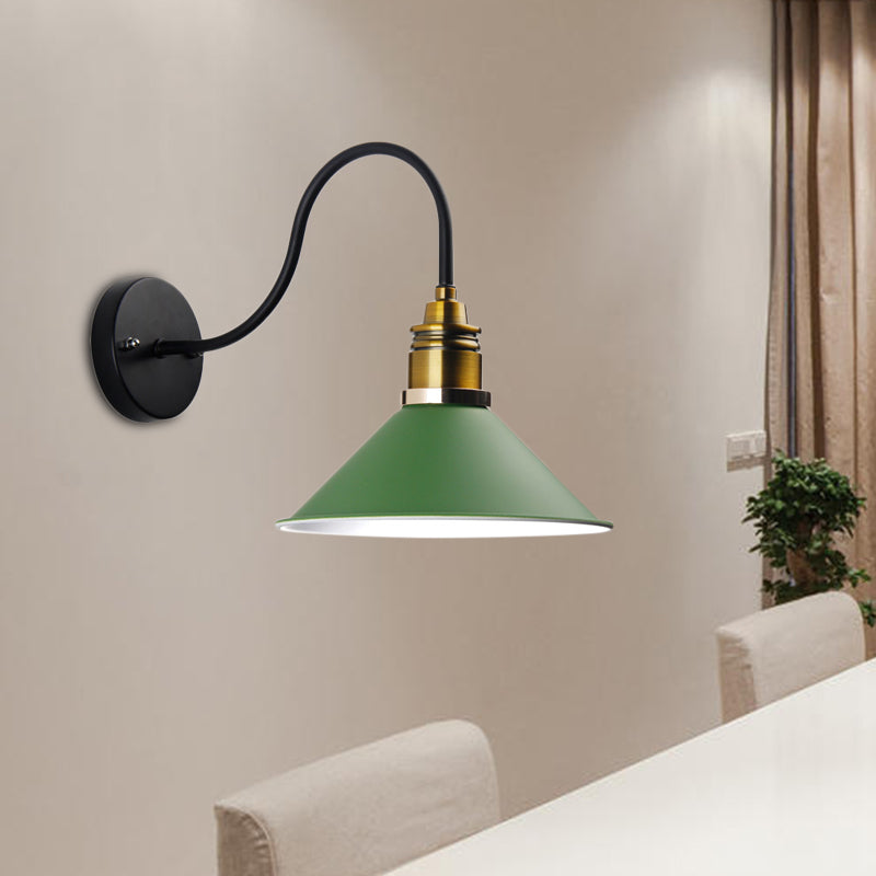 Frendorf | 1 Licht Pendelleuchte Industrielle Metallkegel Bronze/Schwarz/Weiß Hängelampe für Innenräume mit gebogenem Arm