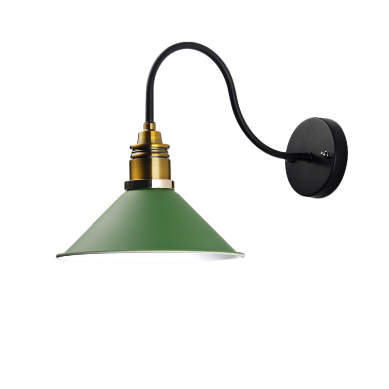 Frendorf | 1 Licht Pendelleuchte Industrielle Metallkegel Bronze/Schwarz/Weiß Hängelampe für Innenräume mit gebogenem Arm