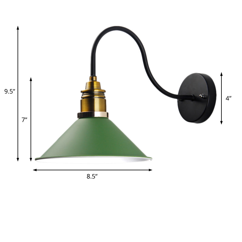 Frendorf | 1 Licht Pendelleuchte Industrielle Metallkegel Bronze/Schwarz/Weiß Hängelampe für Innenräume mit gebogenem Arm