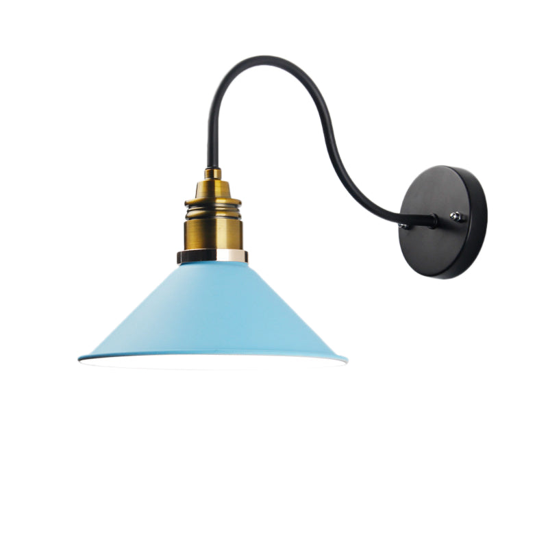 Frendorf | 1 Licht Pendelleuchte Industrielle Metallkegel Bronze/Schwarz/Weiß Hängelampe für Innenräume mit gebogenem Arm