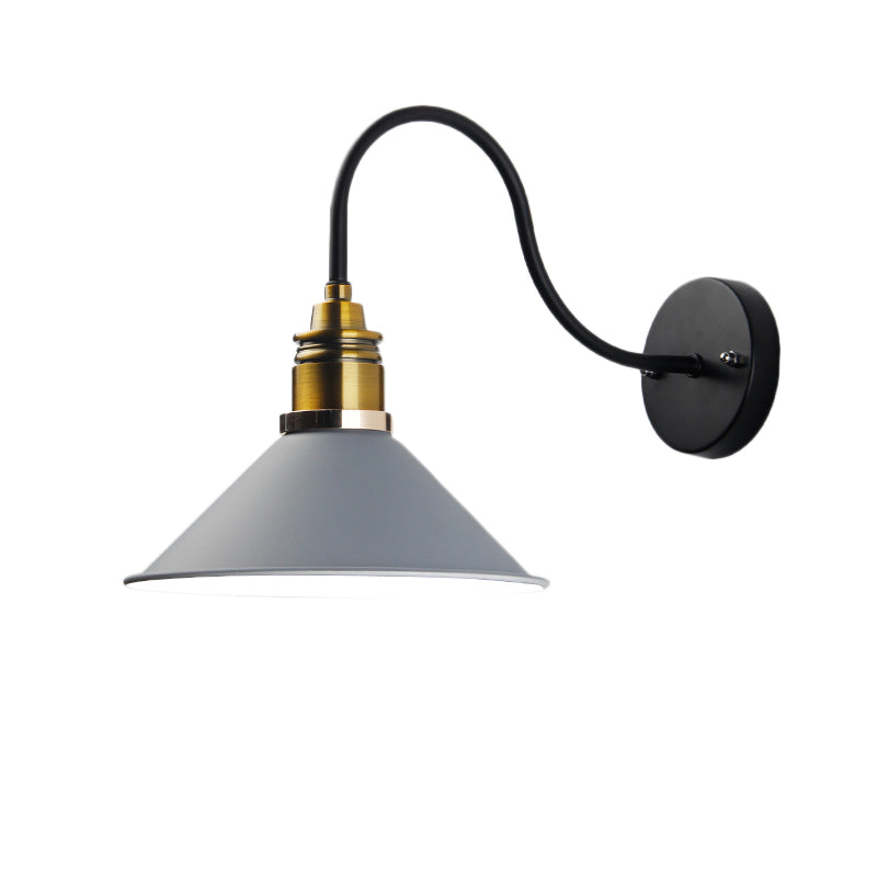 Frendorf | 1 Licht Pendelleuchte Industrielle Metallkegel Bronze/Schwarz/Weiß Hängelampe für Innenräume mit gebogenem Arm
