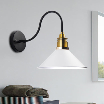 Frendorf | 1 Licht Pendelleuchte Industrielle Metallkegel Bronze/Schwarz/Weiß Hängelampe für Innenräume mit gebogenem Arm