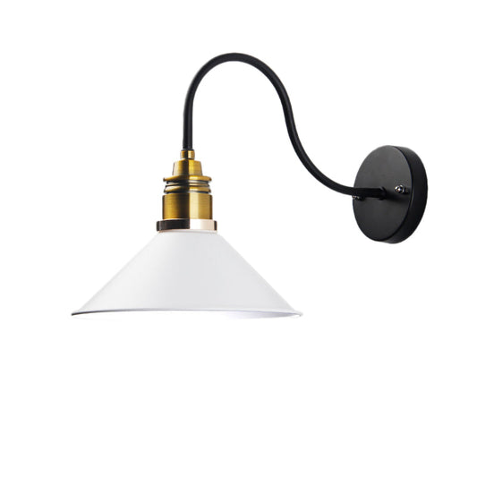 Frendorf | 1 Licht Pendelleuchte Industrielle Metallkegel Bronze/Schwarz/Weiß Hängelampe für Innenräume mit gebogenem Arm