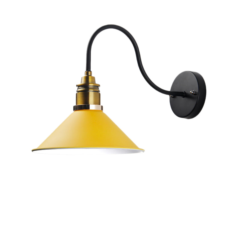 Frendorf | 1 Licht Pendelleuchte Industrielle Metallkegel Bronze/Schwarz/Weiß Hängelampe für Innenräume mit gebogenem Arm