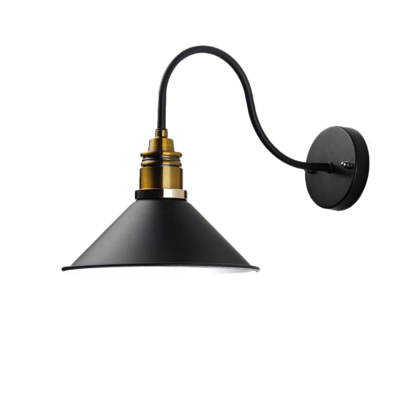 Frendorf | 1 Licht Pendelleuchte Industrielle Metallkegel Bronze/Schwarz/Weiß Hängelampe für Innenräume mit gebogenem Arm