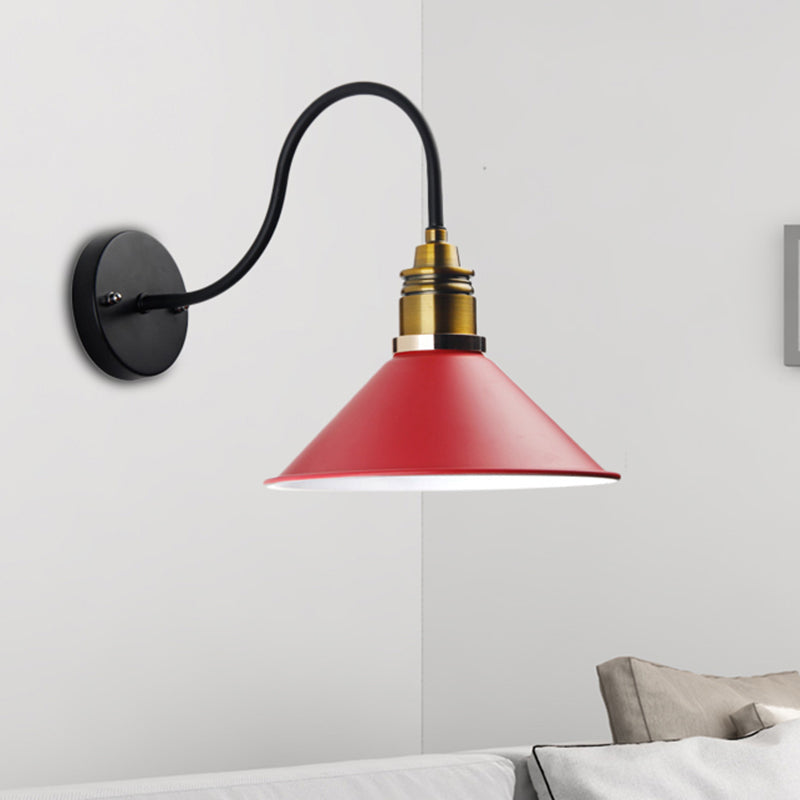 Frendorf | 1 Licht Pendelleuchte Industrielle Metallkegel Bronze/Schwarz/Weiß Hängelampe für Innenräume mit gebogenem Arm