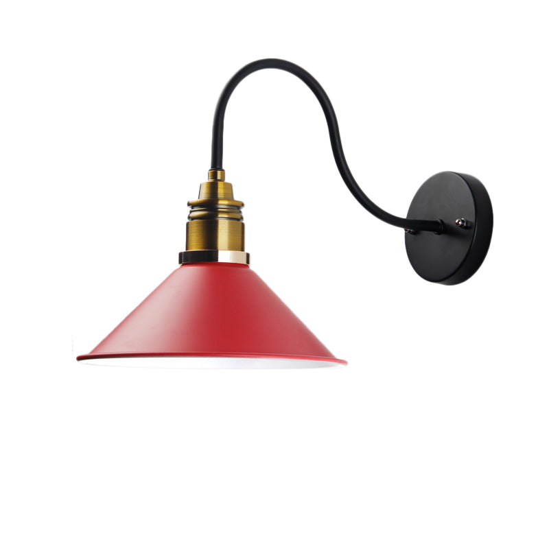 Frendorf | 1 Licht Pendelleuchte Industrielle Metallkegel Bronze/Schwarz/Weiß Hängelampe für Innenräume mit gebogenem Arm