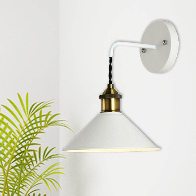 Frendorf | Kegel Shade Metaal Wandlamp Verlichting Industrieel Enkelvoudige Gloeilamp Woonkamer Muur Gemonteerde Lamp in Zwart/Grijs/Wit