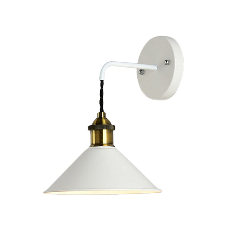 Frendorf | Kegel Shade Metaal Wandlamp Verlichting Industrieel Enkelvoudige Gloeilamp Woonkamer Muur Gemonteerde Lamp in Zwart/Grijs/Wit