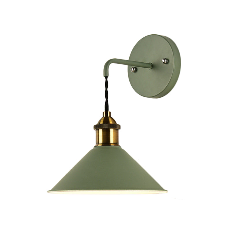 Frendorf | Kegel Shade Metaal Wandlamp Verlichting Industrieel Enkelvoudige Gloeilamp Woonkamer Muur Gemonteerde Lamp in Zwart/Grijs/Wit