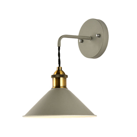 Frendorf | Kegel Shade Metaal Wandlamp Verlichting Industrieel Enkelvoudige Gloeilamp Woonkamer Muur Gemonteerde Lamp in Zwart/Grijs/Wit
