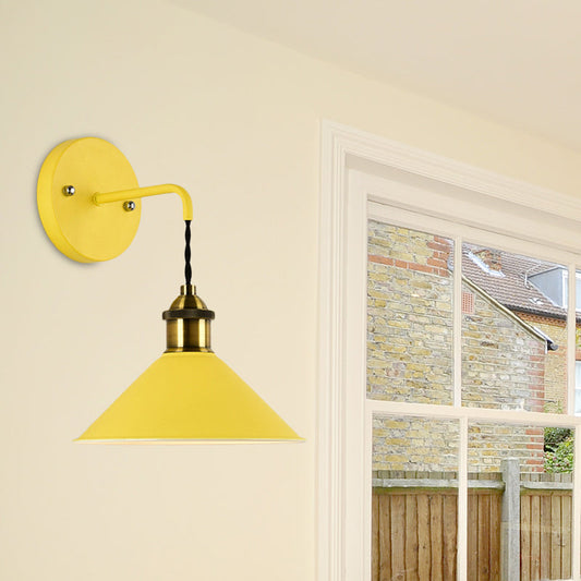 Frendorf | Kegel Shade Metaal Wandlamp Verlichting Industrieel Enkelvoudige Gloeilamp Woonkamer Muur Gemonteerde Lamp in Zwart/Grijs/Wit