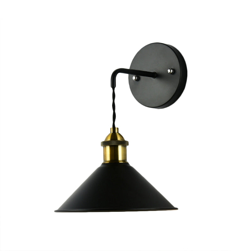 Frendorf | Kegel Shade Metaal Wandlamp Verlichting Industrieel Enkelvoudige Gloeilamp Woonkamer Muur Gemonteerde Lamp in Zwart/Grijs/Wit