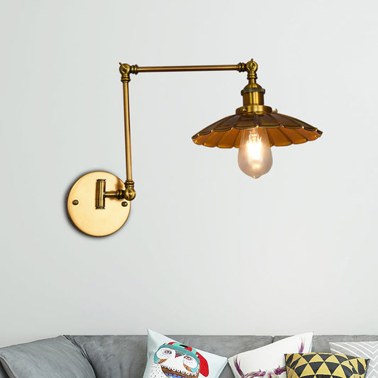 Frendorf | Vintage Cone Hangende Plafondlamp 1 Licht Metaal Pendant Verlichting in Messing voor Woonkamer
