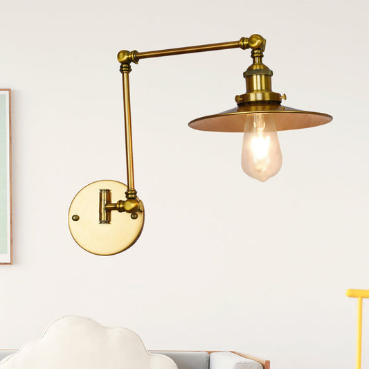 Frendorf | Metalen Messing Wandlamp Brede Flare 1-Licht Industrie Wandgemonteerde Verlichting voor Eetkamer