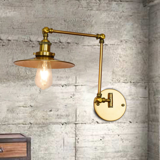 Frendorf | Metalen Messing Wandlamp Brede Flare 1-Licht Industrie Wandgemonteerde Verlichting voor Eetkamer