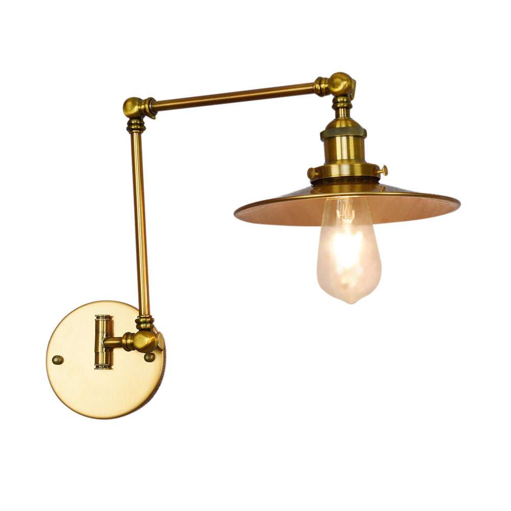 Frendorf | Metalen Messing Wandlamp Brede Flare 1-Licht Industrie Wandgemonteerde Verlichting voor Eetkamer