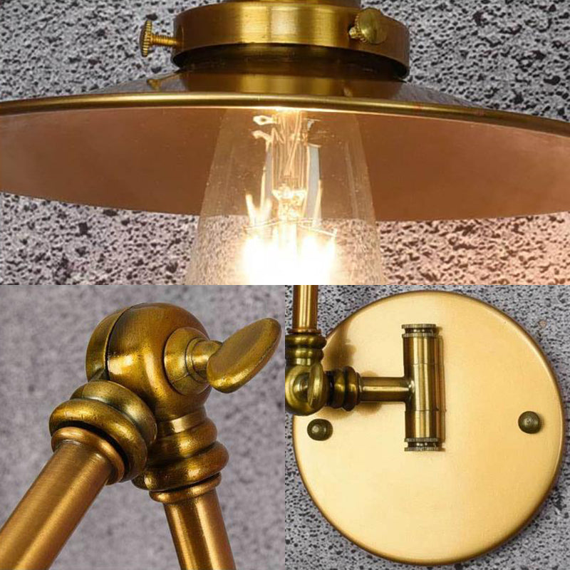 Frendorf | Metalen Messing Wandlamp Brede Flare 1-Licht Industrie Wandgemonteerde Verlichting voor Eetkamer