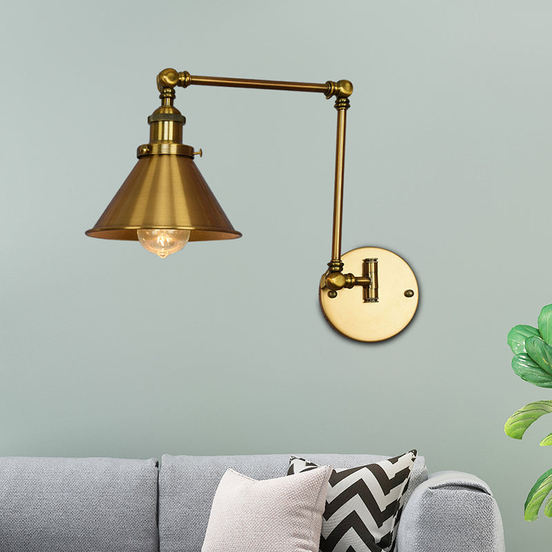Frendorf | 1 Lichtmetalen Wandlamp Industriële Messing Conische Binnen Wandlamp Lichtarmatuur voor Woonkamer