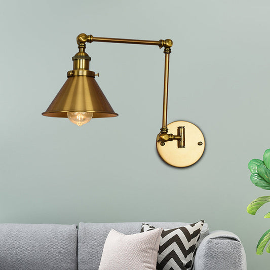 Frendorf | 1 Lichtmetalen Wandlamp Industriële Messing Conische Binnen Wandlamp Lichtarmatuur voor Woonkamer