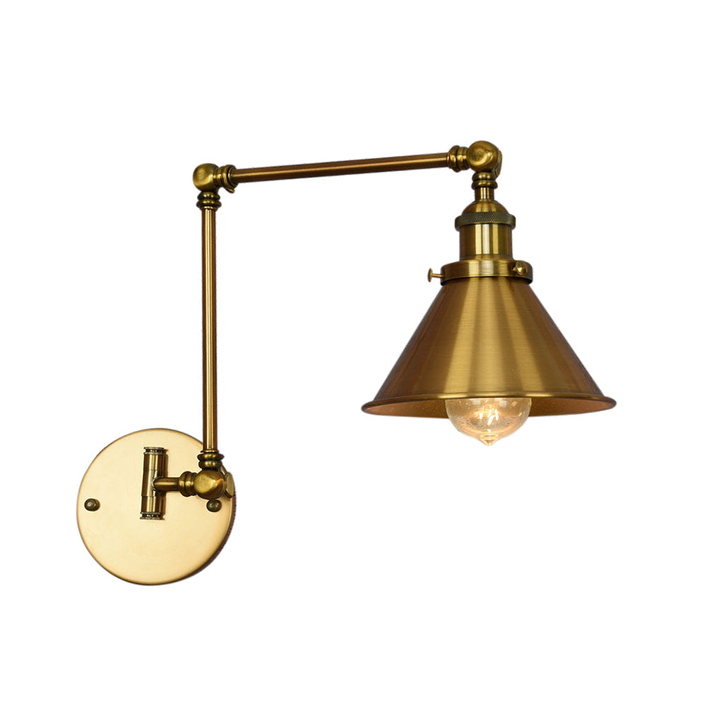 Frendorf | 1 Lichtmetalen Wandlamp Industriële Messing Conische Binnen Wandlamp Lichtarmatuur voor Woonkamer