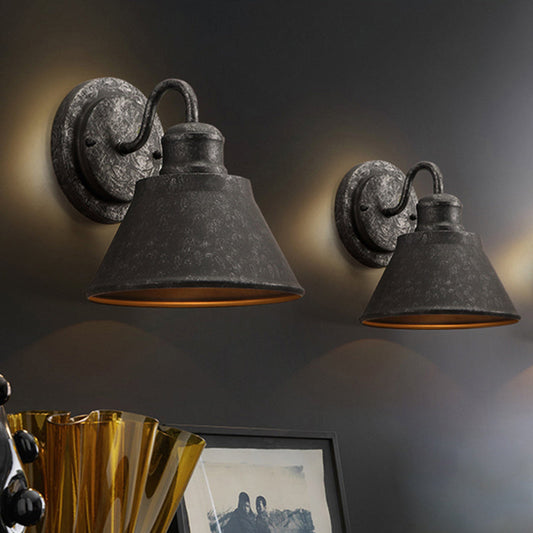 Frendorf | Metalen Antiek Zilveren Wandlamp Conus 1-Licht Industriële Wandverlichting voor Slaapkamer