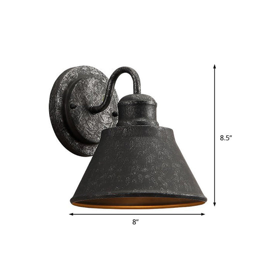 Frendorf | Metalen Antiek Zilveren Wandlamp Conus 1-Licht Industriële Wandverlichting voor Slaapkamer