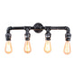 Frendorf | 4-Birnen Wandlampe Armleuchte Industrie Antik Silber Metall Wandmontierte Beleuchtung für Wohnzimmer