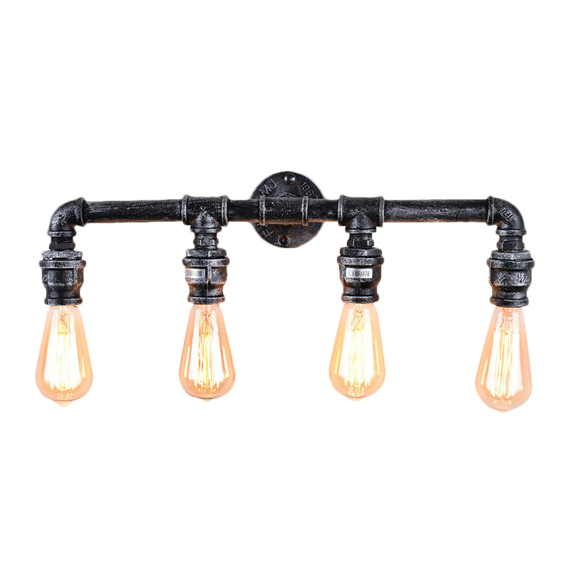 Frendorf | 4-Birnen Wandlampe Armleuchte Industrie Antik Silber Metall Wandmontierte Beleuchtung für Wohnzimmer