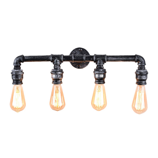 Frendorf | 4-Birnen Wandlampe Armleuchte Industrie Antik Silber Metall Wandmontierte Beleuchtung für Wohnzimmer