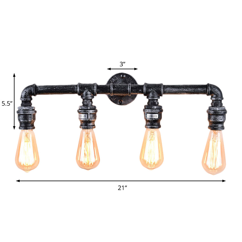 Frendorf | 4-Birnen Wandlampe Armleuchte Industrie Antik Silber Metall Wandmontierte Beleuchtung für Wohnzimmer