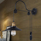 Frendorf | Breite Flare Metall Wandleuchte Industrie Einzelne Glühbirne Esszimmer Wandmontierte Lampe in Schwarz mit Pulley