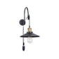 Frendorf | Breite Flare Metall Wandleuchte Industrie Einzelne Glühbirne Esszimmer Wandmontierte Lampe in Schwarz mit Pulley