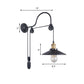 Frendorf | Breite Flare Metall Wandleuchte Industrie Einzelne Glühbirne Esszimmer Wandmontierte Lampe in Schwarz mit Pulley