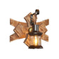 Frendorf | Laterne/Kerze Klar Glas/Marmor Wandlampe Licht Industriell 1 Glühbirne Wohnzimmer Wandbeleuchtung in Bronze