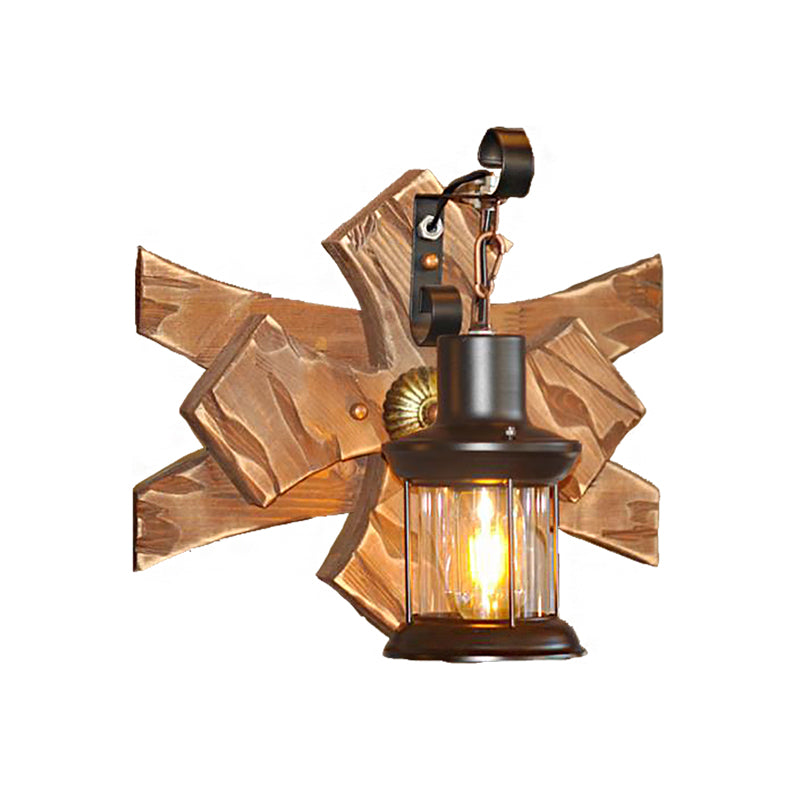 Frendorf | Laterne/Kerze Klar Glas/Marmor Wandlampe Licht Industriell 1 Glühbirne Wohnzimmer Wandbeleuchtung in Bronze