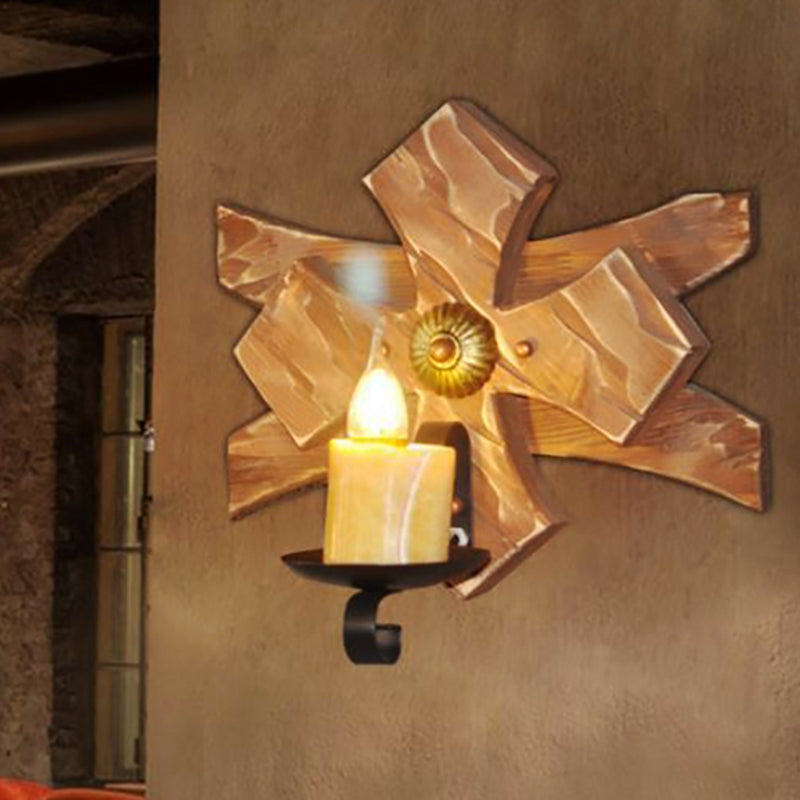 Frendorf | Laterne/Kerze Klar Glas/Marmor Wandlampe Licht Industriell 1 Glühbirne Wohnzimmer Wandbeleuchtung in Bronze